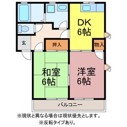 シルクヴェールフジBの物件間取画像